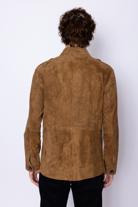 4 Cepli Süet Erkek Mont Camel