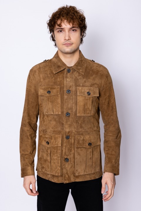 4 Cepli Süet Erkek Mont Camel