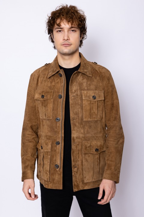 4 Cepli Süet Erkek Mont Camel