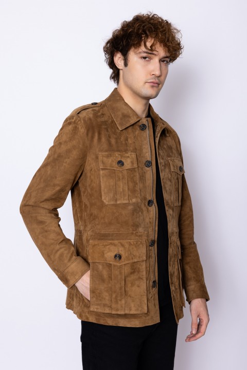 4 Cepli Süet Erkek Mont Camel