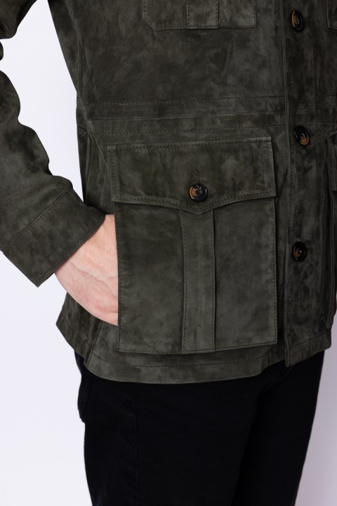 4 Cepli Süet Erkek Mont 2XL-Haki
