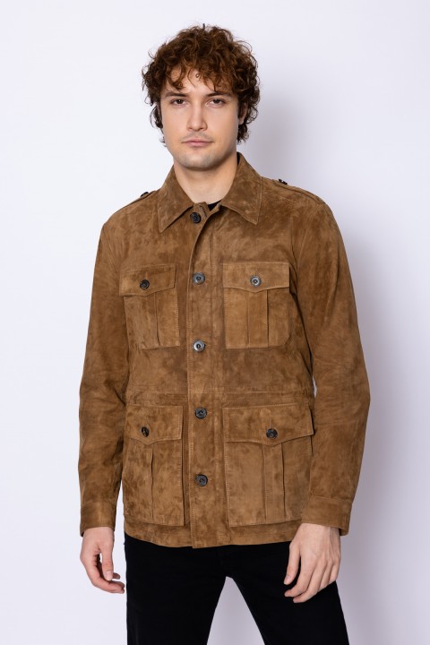 4 Cepli Süet Erkek Mont Camel