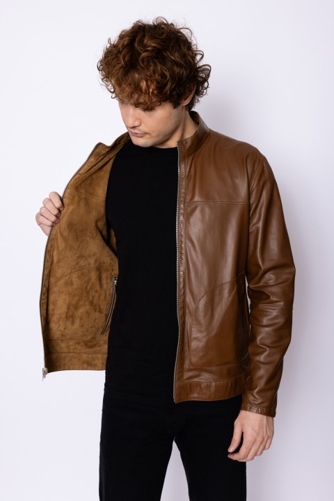 Çift Taraflı Fermuarlı Erkek Mont XL-Camel